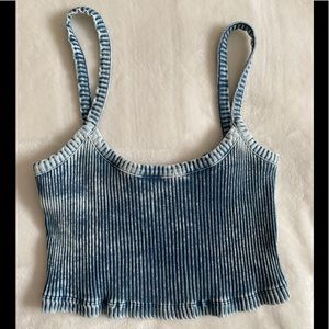 Zara Ribbed blue tie dye crop